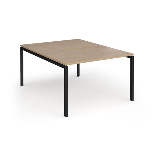 Connex Goal-Post 1200 x 1600 x 725mm Back to Back Desk (2 x 1200mm) - Black Frame / Kendal Oak Top