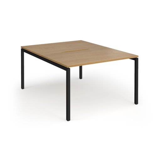 Connex Goal-Post 1200 x 1600 x 725mm Back to Back Desk (2 x 1200mm) - Black Frame / Oak Top