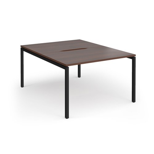 Connex Goal-Post 1200 x 1600 x 725mm Back to Back Desk (2 x 1200mm) - Black Frame / Walnut Top