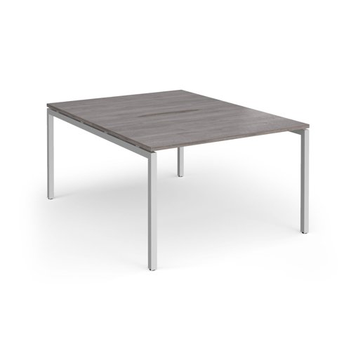 Connex Goal-Post 1200 x 1600 x 725mm Back to Back Desk (2 x 1200mm) - Silver Frame / Grey Oak Top