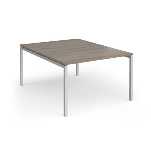 Connex Goal-Post 1200 x 1600 x 725mm Back to Back Desk (2 x 1200mm) - Silver Frame / Nebraska Oak Top