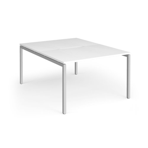 Connex Goal-Post 1200 x 1600 x 725mm Back to Back Desk (2 x 1200mm) - Silver Frame / White Top