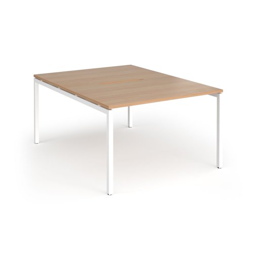 Connex Goal-Post 1200 x 1600 x 725mm Back to Back Desk (2 x 1200mm) - White Frame / Beech Top