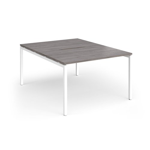 Connex Goal-Post 1200 x 1600 x 725mm Back to Back Desk (2 x 1200mm) - White Frame / Grey Oak Top