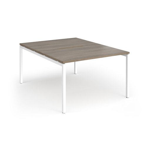 Connex Goal-Post 1200 x 1600 x 725mm Back to Back Desk (2 x 1200mm) - White Frame / Nebraska Oak Top