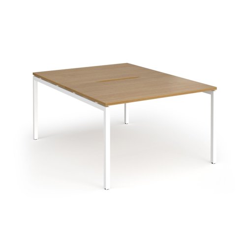 Connex Goal-Post 1200 x 1600 x 725mm Back to Back Desk (2 x 1200mm) - White Frame / Oak Top