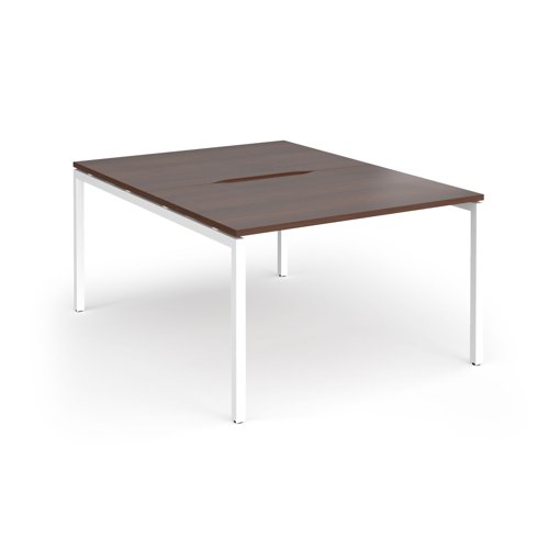 Connex Goal-Post 1200 x 1600 x 725mm Back to Back Desk (2 x 1200mm) - White Frame / Walnut Top