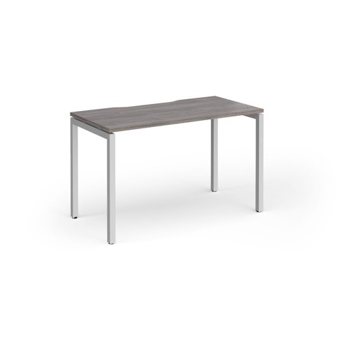 Connex Goal-Post 1200 x 600 x 725mm Single Desk - Silver Frame / Grey Oak Top