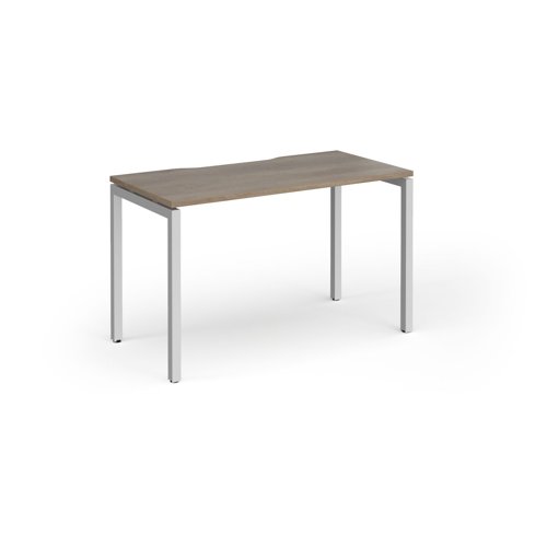 Connex Goal-Post 1200 x 600 x 725mm Single Desk - Silver Frame / Nebraska Oak Top