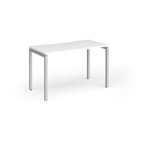 Connex Goal-Post 1200 x 600 x 725mm Single Desk - Silver Frame / White Top