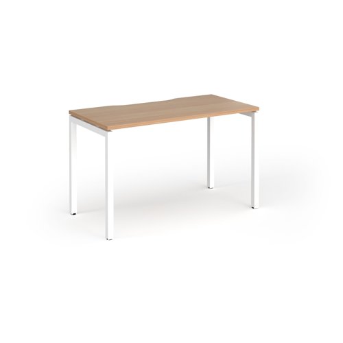Connex Goal-Post 1200 x 600 x 725mm Single Desk - White Frame / Beech Top