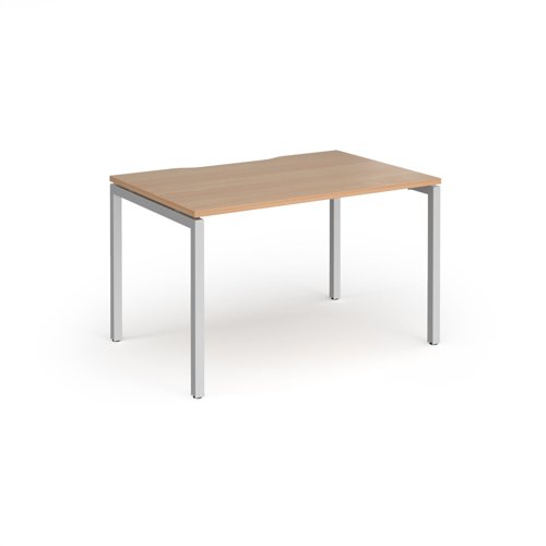 Connex Goal-Post 1200 x 800 x 725mm Single Desk - Silver Frame / Beech Top