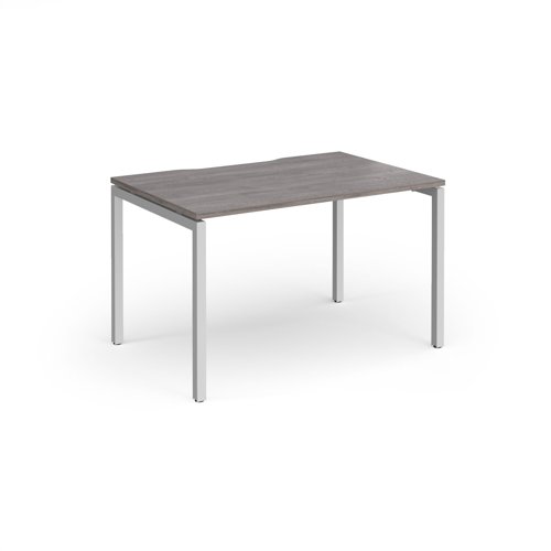 Connex Goal-Post 1200 x 800 x 725mm Single Desk - Silver Frame / Grey Oak Top