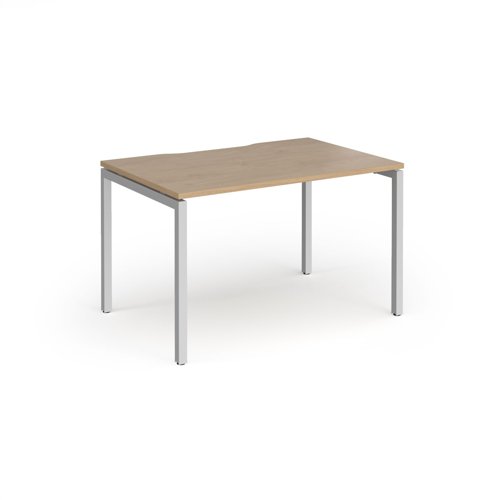 Connex Goal-Post 1200 x 800 x 725mm Single Desk - Silver Frame / Kendal Oak Top