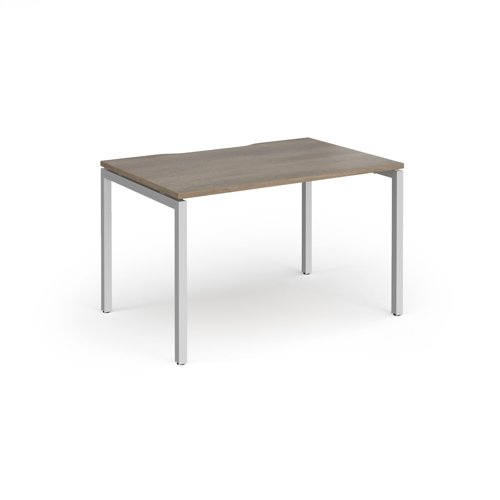 Connex Goal-Post 1200 x 800 x 725mm Single Desk - Silver Frame / Nebraska Oak Top