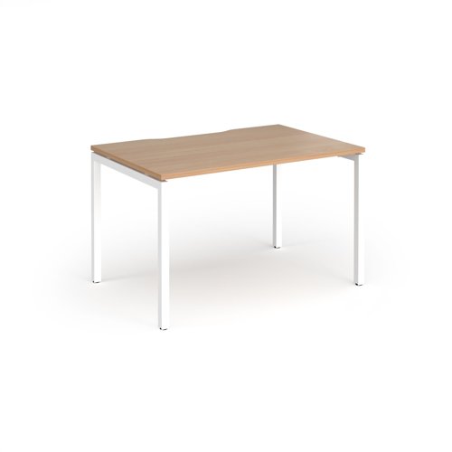 Connex Goal-Post 1200 x 800 x 725mm Single Desk - White Frame / Beech Top
