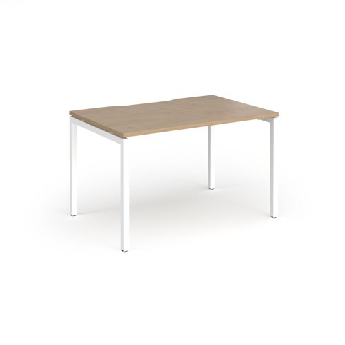 Connex Goal-Post 1200 x 800 x 725mm Single Desk - White Frame / Kendal Oak Top