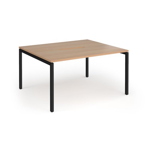 Connex Goal-Post 1400 x 1200 x 725mm Back to Back Desk (2 x 1400mm) - Black Frame / Beech Top