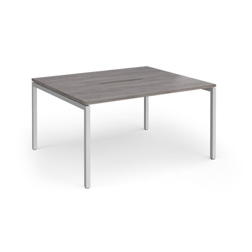Connex Goal-Post 1400 x 1200 x 725mm Back to Back Desk (2 x 1400mm) - Silver Frame / Grey Oak Top