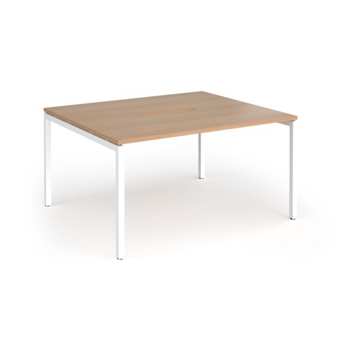 Connex Goal-Post 1400 x 1200 x 725mm Back to Back Desk (2 x 1400mm) - White Frame / Beech Top