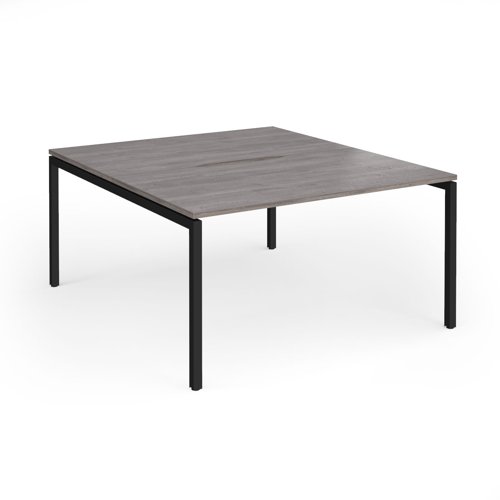 Connex Goal-Post 1400 x 1600 x 725mm Back to Back Desk (2 x 1400mm) - Black Frame / Grey Oak Top