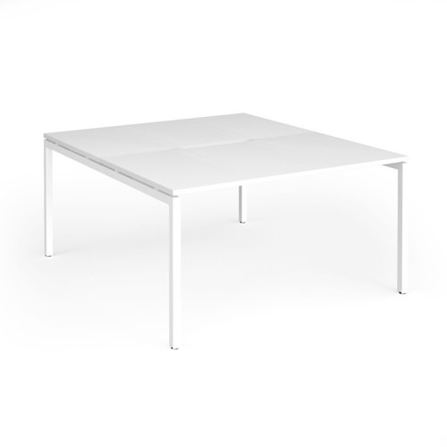 Connex Goal-Post 1400 x 1600 x 725mm Back to Back Desk (2 x 1400mm) - White Frame / White Top