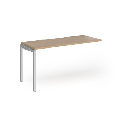 Connex Goal-Post 1400 x 600 x 725mm Single Add On Bay - Silver Frame / Kendal Oak Top