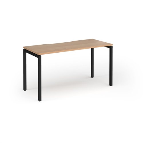 Connex Goal-Post 1400 x 600 x 725mm Single Desk - Black Frame / Beech Top