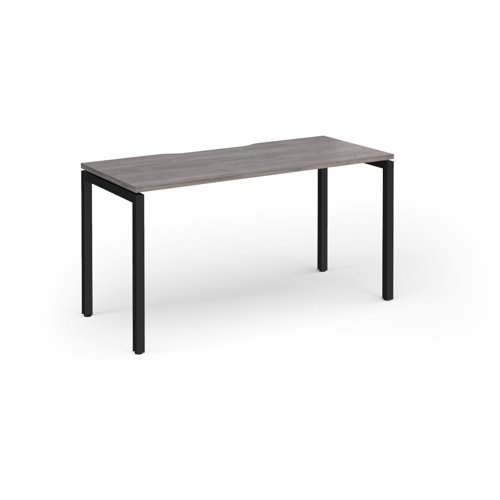 Connex Goal-Post 1400 x 600 x 725mm Single Desk - Black Frame / Grey Oak Top