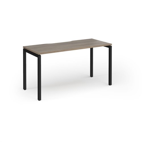 Connex Goal-Post 1400 x 600 x 725mm Single Desk - Black Frame / Nebraska Oak Top