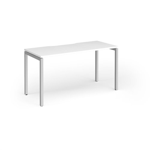 Connex Goal-Post 1400 x 600 x 725mm Single Desk - Silver Frame / White Top