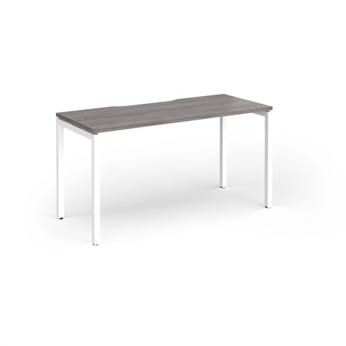Connex Goal-Post 1400 x 600 x 725mm Single Desk - White Frame / Grey Oak Top