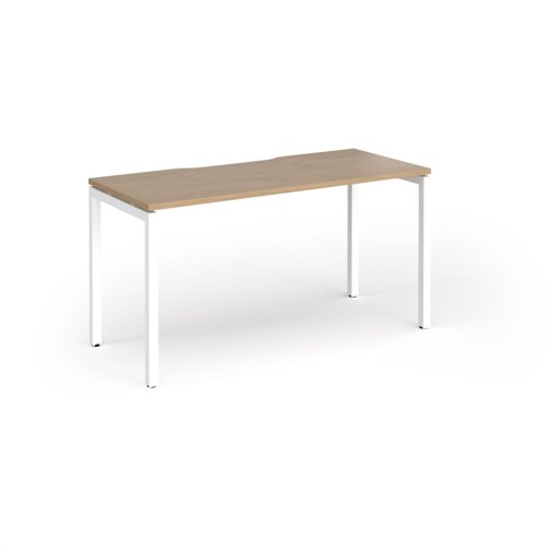 Connex Goal-Post 1400 x 600 x 725mm Single Desk - White Frame / Kendal Oak Top