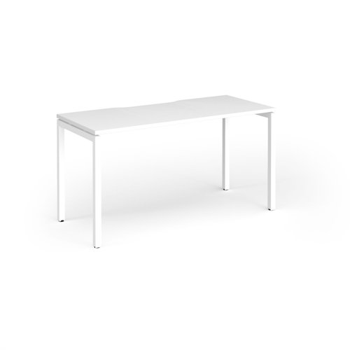 Connex Goal-Post 1400 x 600 x 725mm Single Desk - White Frame / White Top