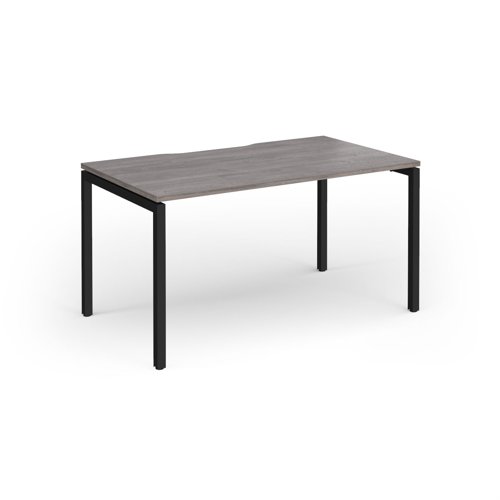 Connex Goal-Post 1400 x 800 x 725mm Single Desk - Black Frame / Grey Oak Top