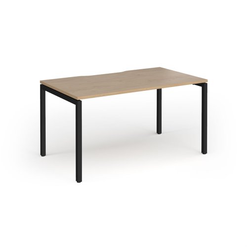 Connex Goal-Post 1400 x 800 x 725mm Single Desk - Black Frame / Kendal Oak Top