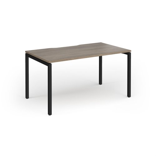 Connex Goal-Post 1400 x 800 x 725mm Single Desk - Black Frame / Nebraska Oak Top