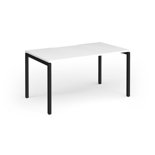 Connex Goal-Post 1400 x 800 x 725mm Single Desk - Black Frame / White Top