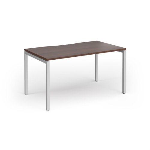 Connex Goal-Post 1400 x 800 x 725mm Single Desk - Silver Frame / Walnut Top