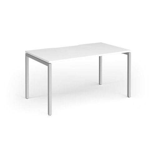 Connex Goal-Post 1400 x 800 x 725mm Single Desk - Silver Frame / White Top
