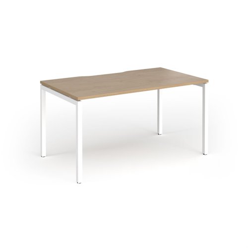 Connex Goal-Post 1400 x 800 x 725mm Single Desk - White Frame / Kendal Oak Top