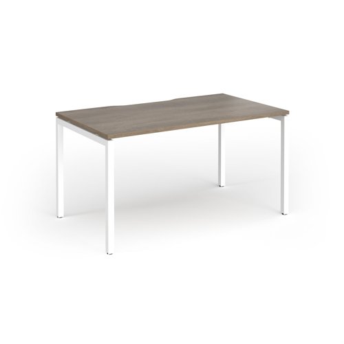 Connex Goal-Post 1400 x 800 x 725mm Single Desk - White Frame / Nebraska Oak Top