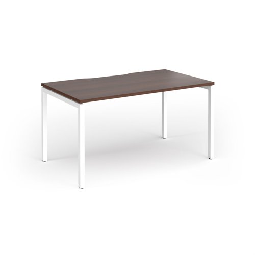 Connex Goal-Post 1400 x 800 x 725mm Single Desk - White Frame / Walnut Top