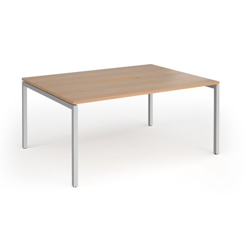 Connex Goal-Post 1600 x 1200 x 725mm Back to Back Desk (2 x 1600mm) - Silver Frame / Beech Top