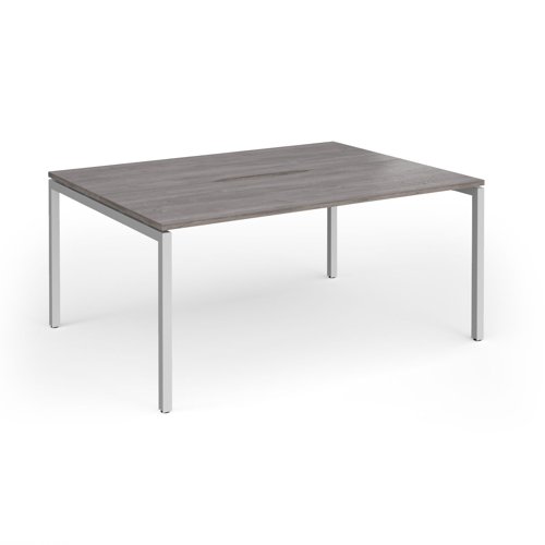 Connex Goal-Post 1600 x 1200 x 725mm Back to Back Desk (2 x 1600mm) - Silver Frame / Grey Oak Top