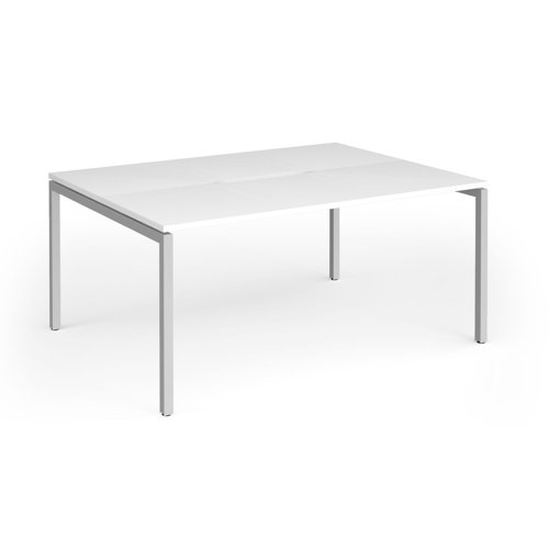 Connex Goal-Post 1600 x 1200 x 725mm Back to Back Desk (2 x 1600mm) - Silver Frame / White Top