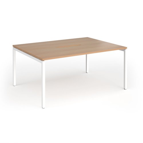Connex Goal-Post 1600 x 1200 x 725mm Back to Back Desk (2 x 1600mm) - White Frame / Beech Top