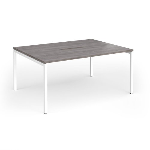 Connex Goal-Post 1600 x 1200 x 725mm Back to Back Desk (2 x 1600mm) - White Frame / Grey Oak Top