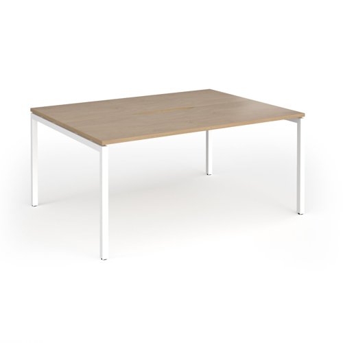 Connex Goal-Post 1600 x 1200 x 725mm Back to Back Desk (2 x 1600mm) - White Frame / Kendal Oak Top