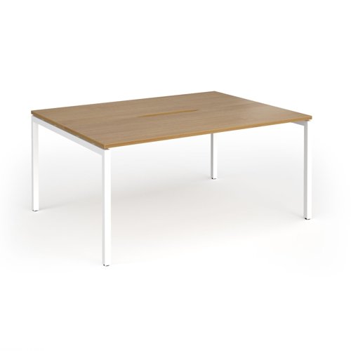 Connex Goal-Post 1600 x 1200 x 725mm Back to Back Desk (2 x 1600mm) - White Frame / Oak Top